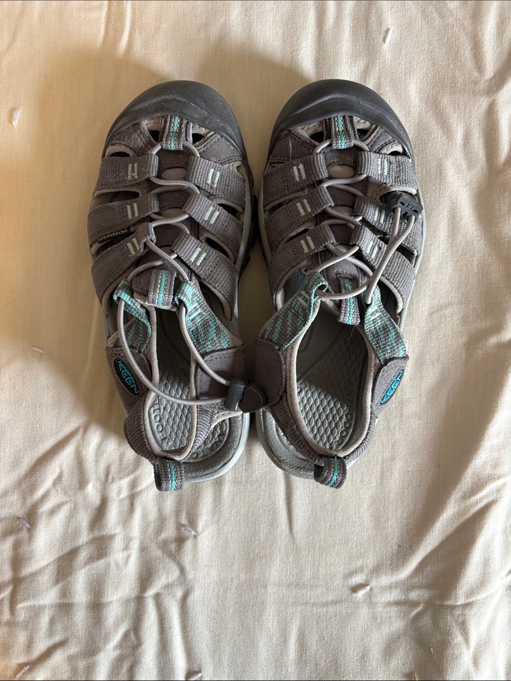 KEEN Women’s Gray Sandals with Teal Accents